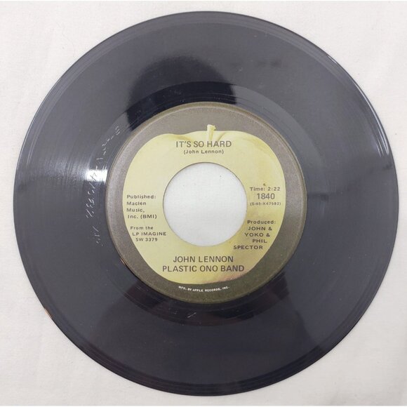 John Lennon Imagine / It’s So Hard 45 RPM 7" Apple Rock Vinyl Single 1840 - Picture 3 of 4